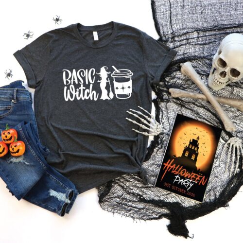 Basic Witch & Funny Coffee Shirt: Perfect Fall Halloween Gift Tee image 0