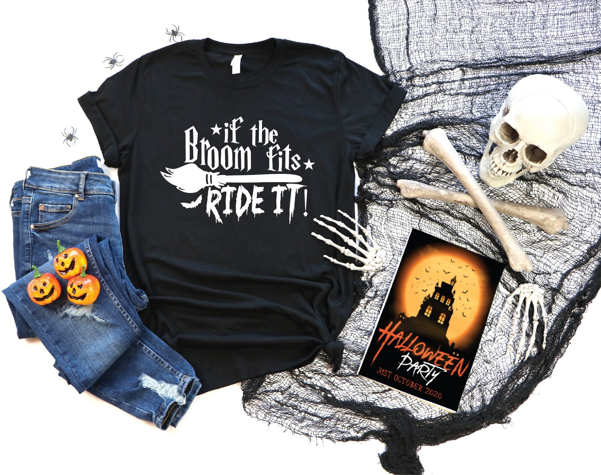 Ride the Broom: Trendy & Funny Witch Halloween Tees 2024 image 0