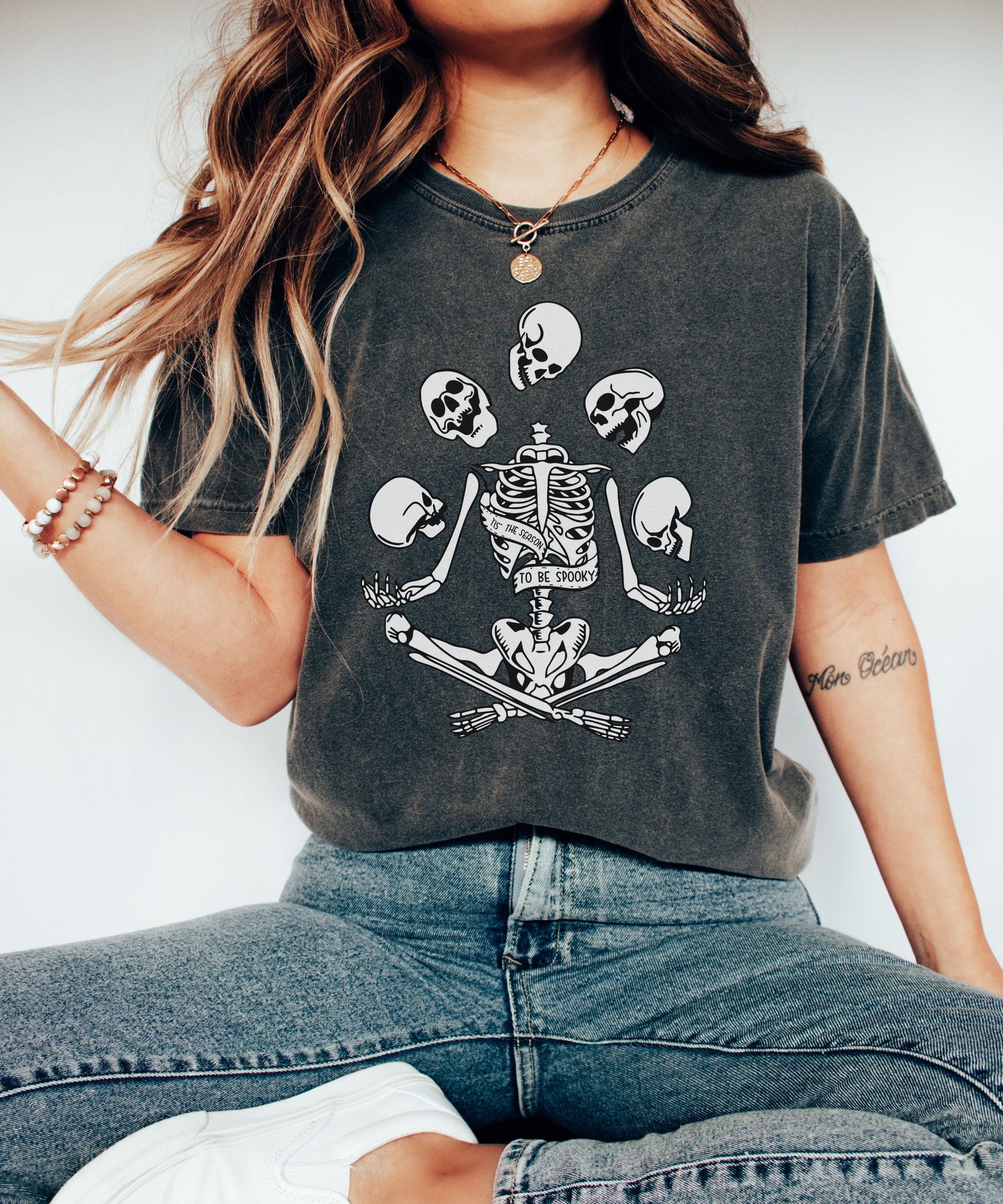 Skeleton Halloween Shirt - Spooky Season Fall Sweatshirt image 2