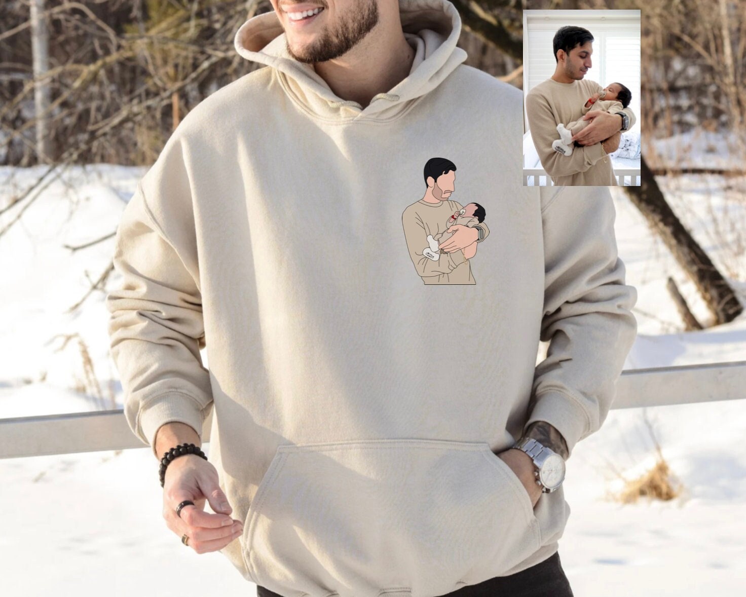 Custom Photo Shirt for Dad - Personalized Portrait Dad Christmas Gift image 0