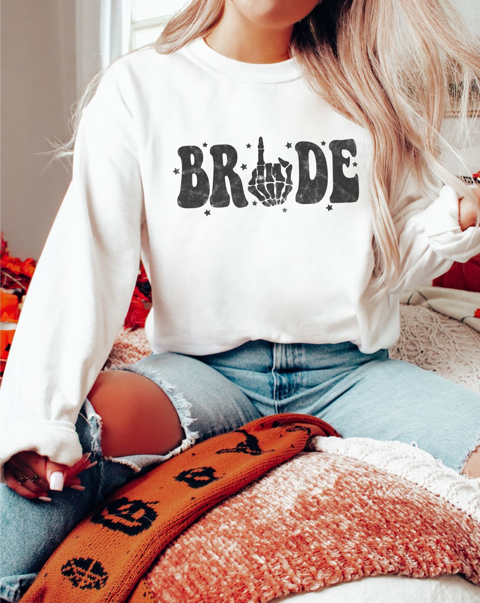 Spooky Bride: Halloween Bach Gifts & Skeleton Bride Sweatshirts Halloween Bachelorette image 1