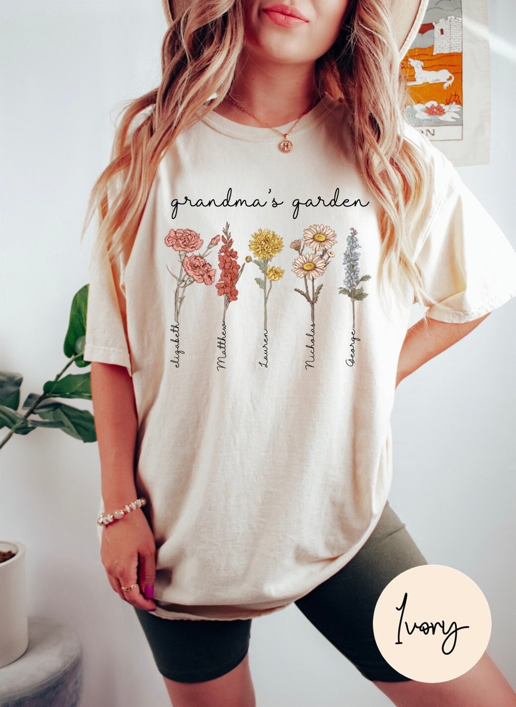 Grandma Shirt: Custom Birth Flowers and Names Nana Christmas Gift image 0