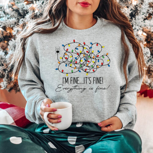 Christmas Sweatshirt for Women: 'I'm Fine Everything Is Fine' image 0