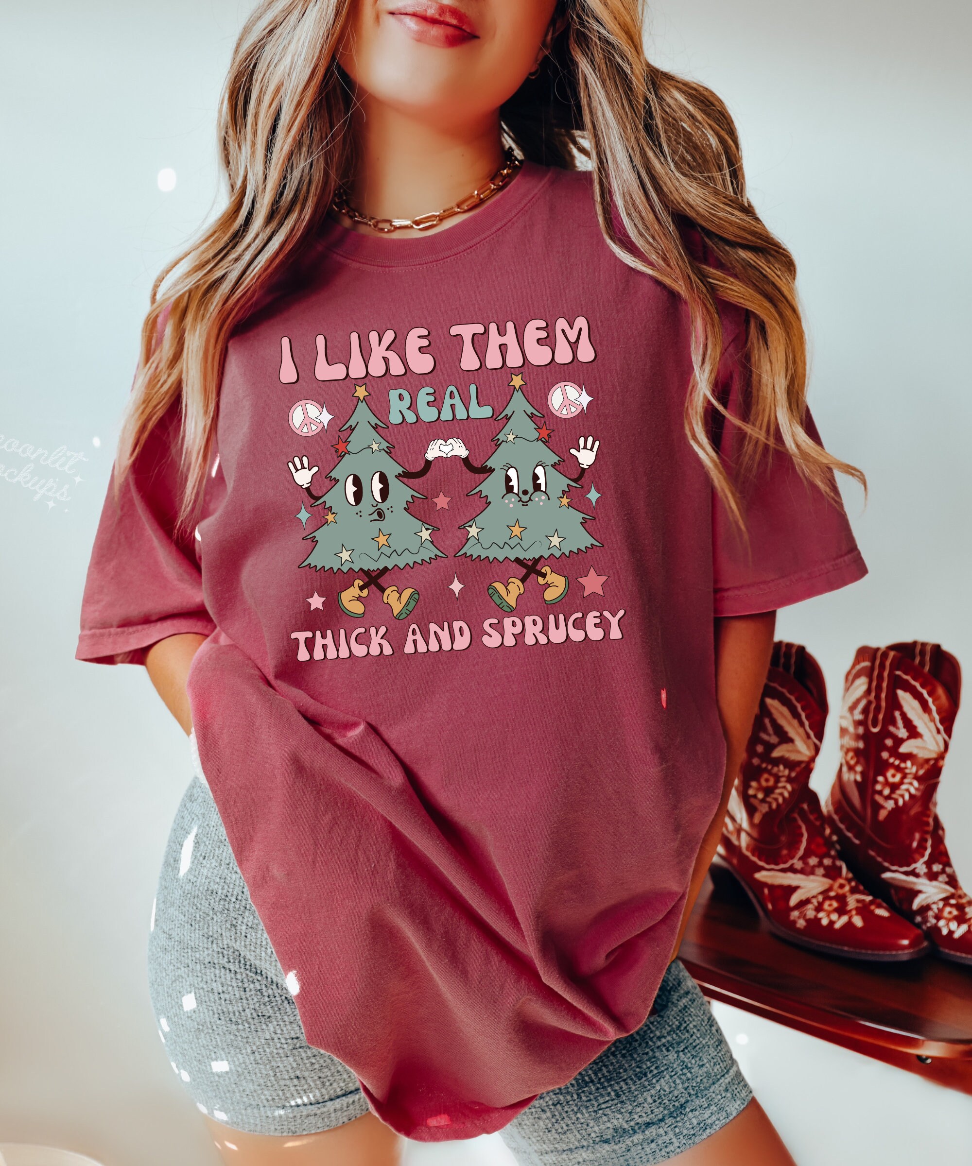 Thick & Sprucey Funny Christmas Shirt - Retro Holiday Sweatshirt image 5