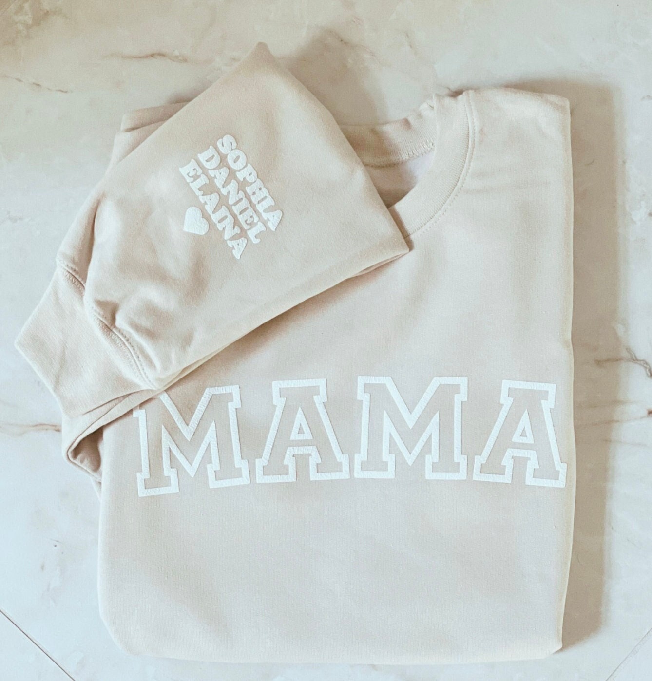 Custom Mama Sweatshirt with Kid's Name on Sleeve Personalized Mom Shirt Christmas Gift image 4