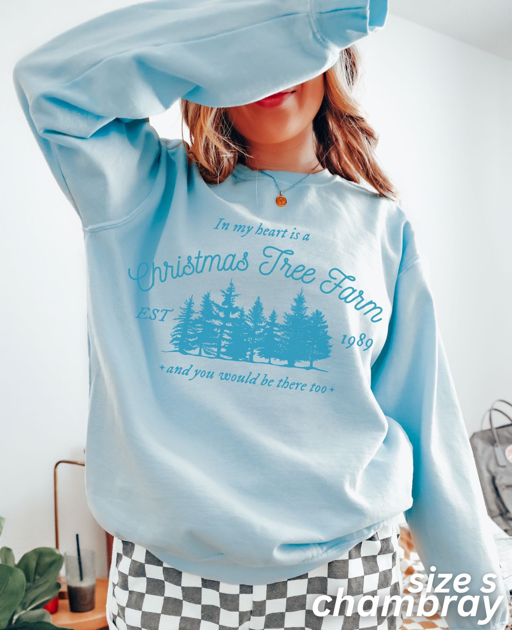 Vintage Christmas Tree Farm Sweatshirt: Perfect Gift for Her & Daughter image 2