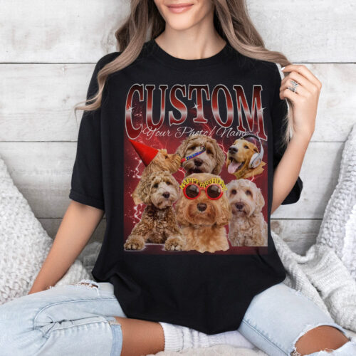 Dog and Cat Bootleg Retro 90s Tee - Personalized Pet Memory Shirt image 0