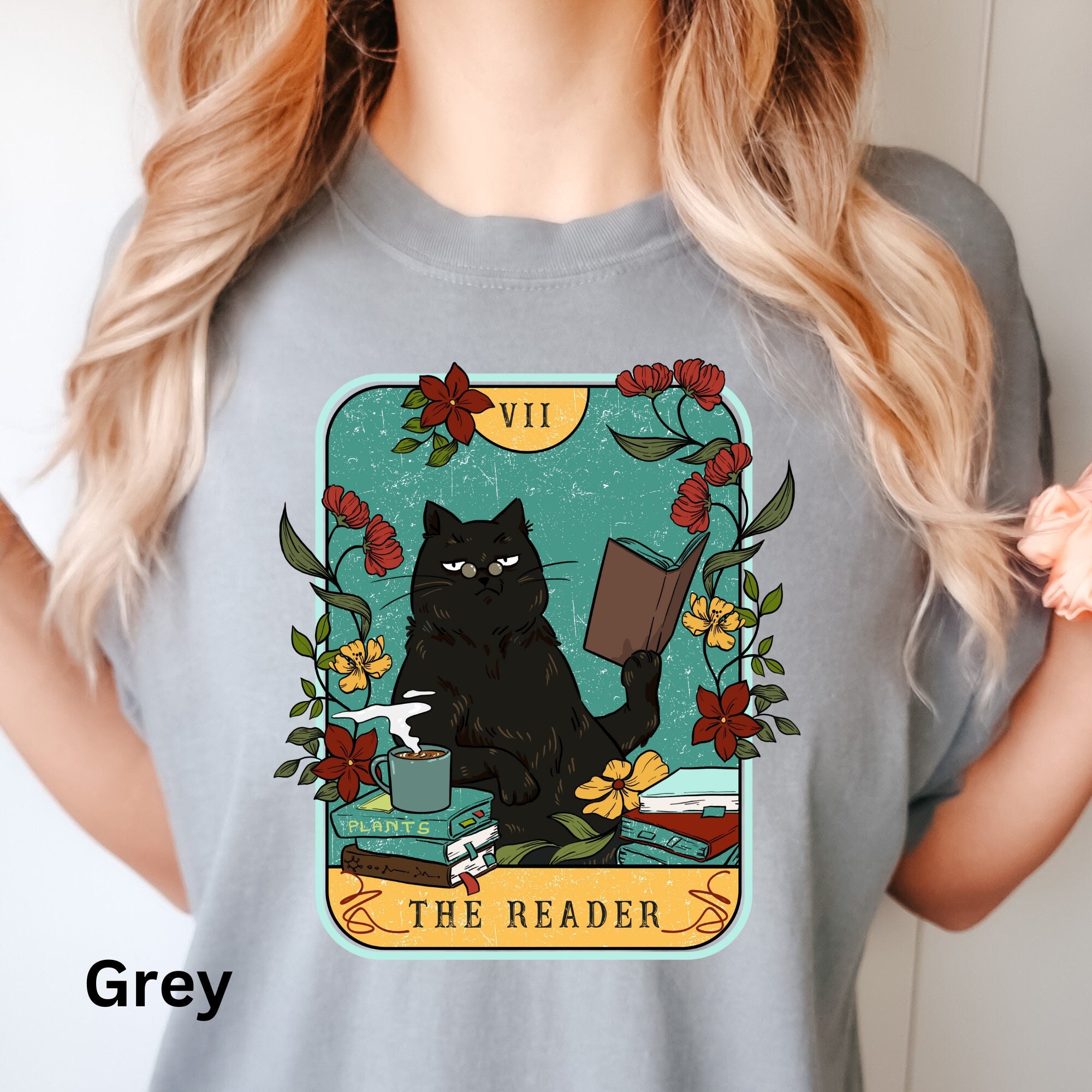 The Reader Books and Cat Lover T-Shirt - Christmas Gifts in Bookish Style" image 1