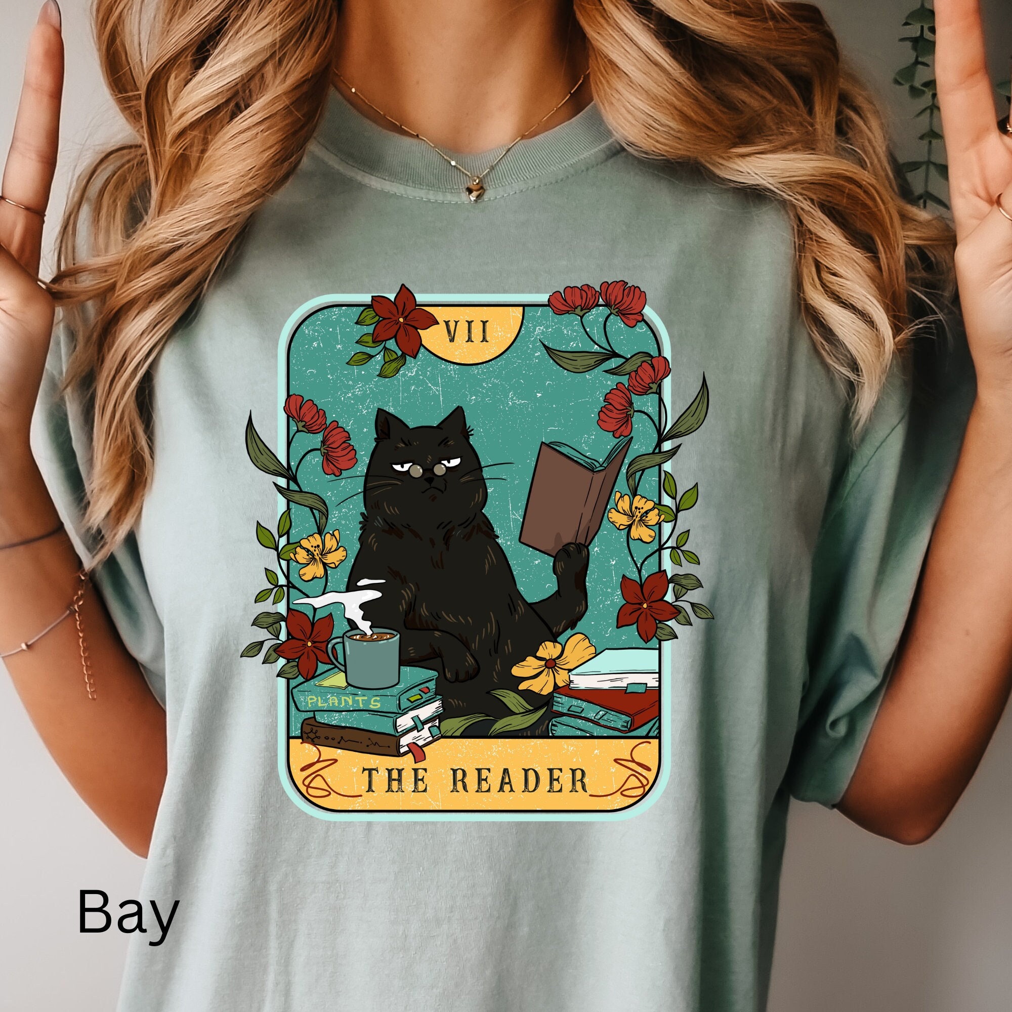 The Reader Books and Cat Lover T-Shirt - Christmas Gifts in Bookish Style" image 3