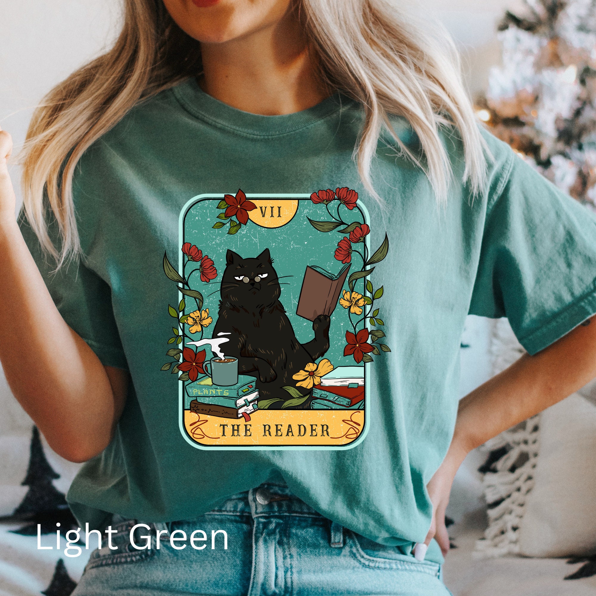 The Reader Books and Cat Lover T-Shirt - Christmas Gifts in Bookish Style" image 5