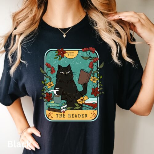 The Reader Books and Cat Lover T-Shirt - Christmas Gifts in Bookish Style" image 0