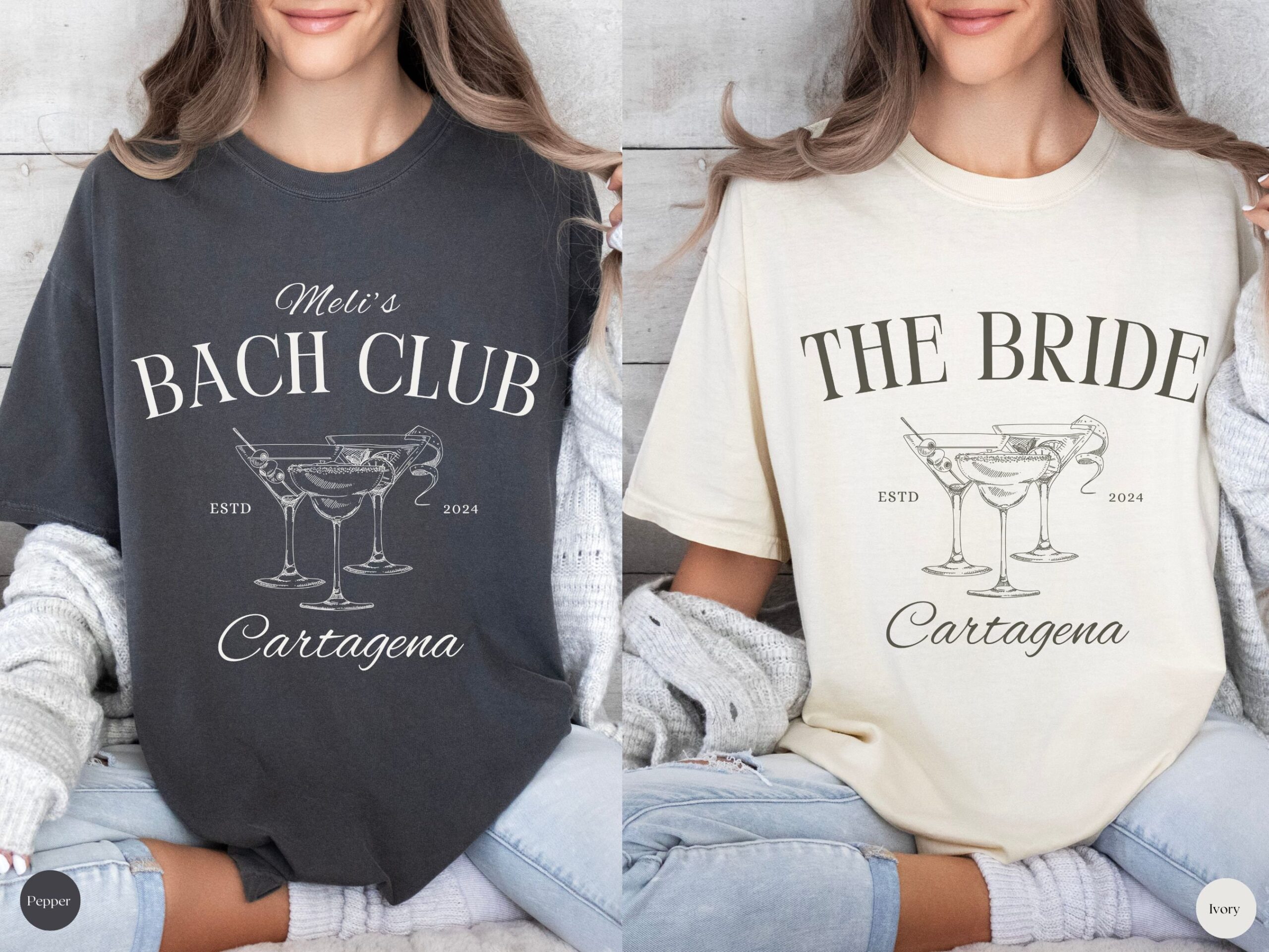 Customized Bachelorette Party Shirts - Bride & Bach Club Tees image 0