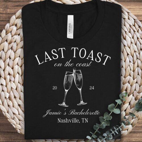 Last Toast on the Coast Custom Bachelorette Party Cocktail Social Club Southern Matching Shirt image 0