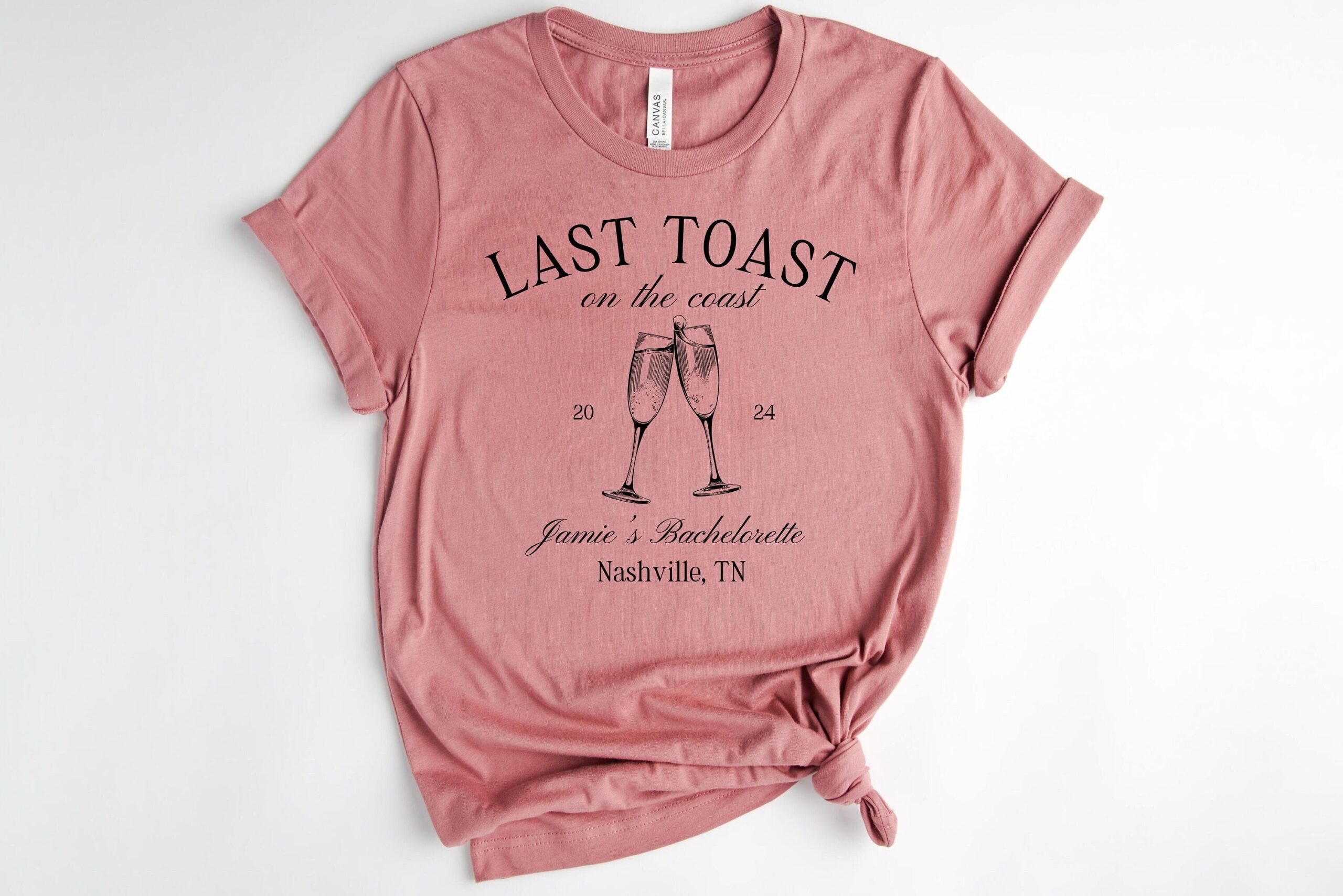 Last Toast on the Coast Custom Bachelorette Party Cocktail Social Club Southern Matching Shirt image 1