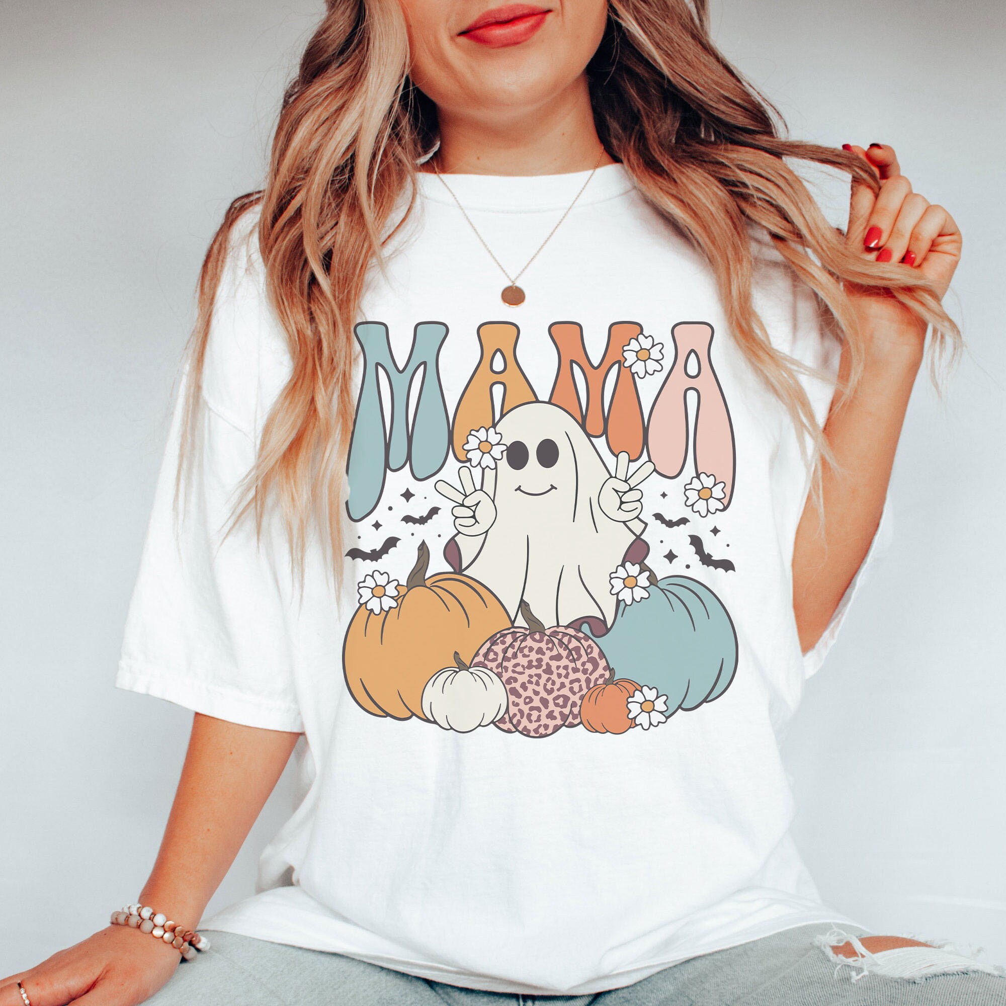 Ghost Mama Shirt | Comfort Colors Retro Halloween Tee | Gift for Stepmom image 1