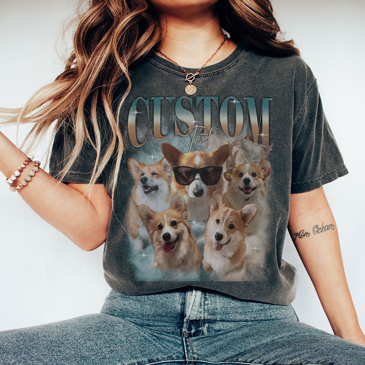 Custom Retro Dog Bootleg Tee | Pet Photo & Portrait | Dog Lovers Gift image 2