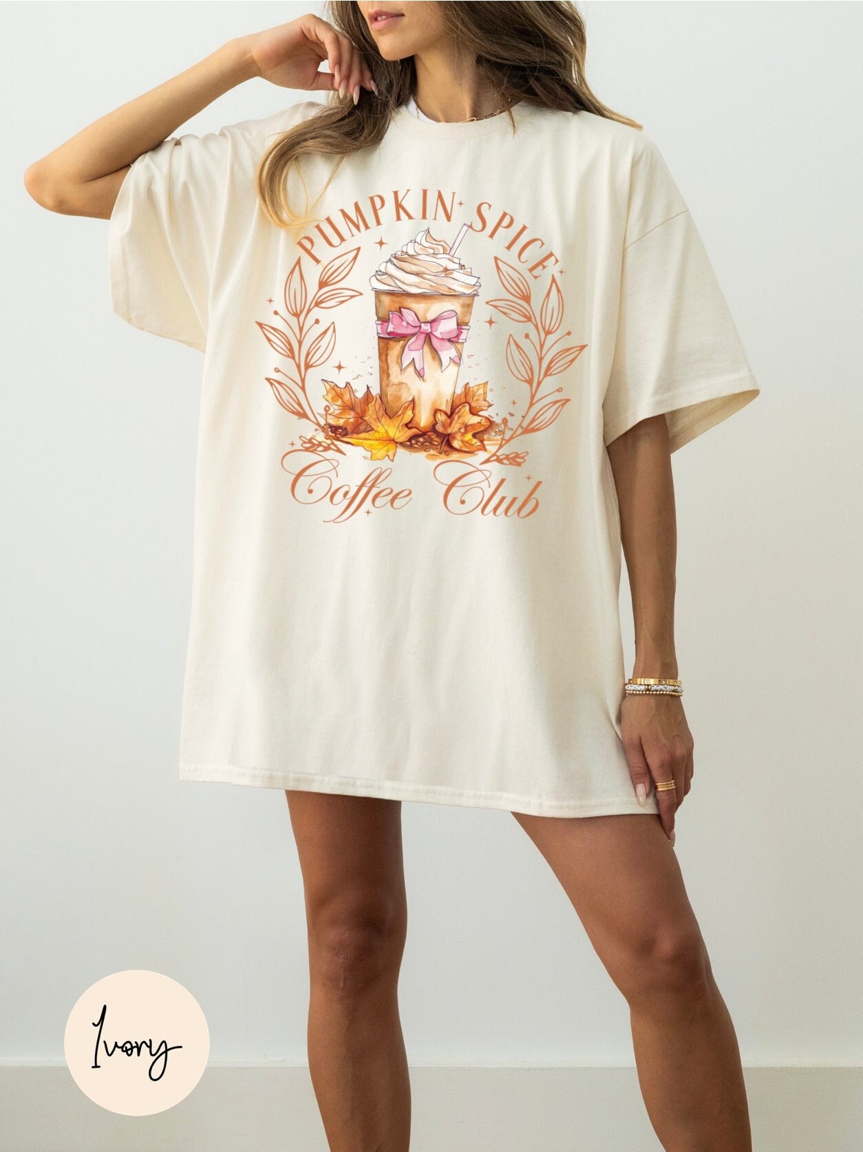 Pumpkin Spice Latte Shirt - Cute Fall Girly Halloween Tee image 0