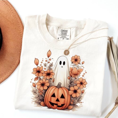 Cute Pumpkin Ghost Halloween Shirt image 0