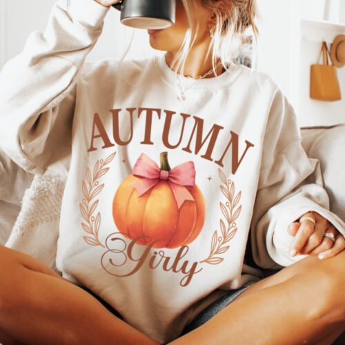 Cozy Pumpkin Spice Shirt - Women's Fall Crewneck Girly Halloween Tee image 0