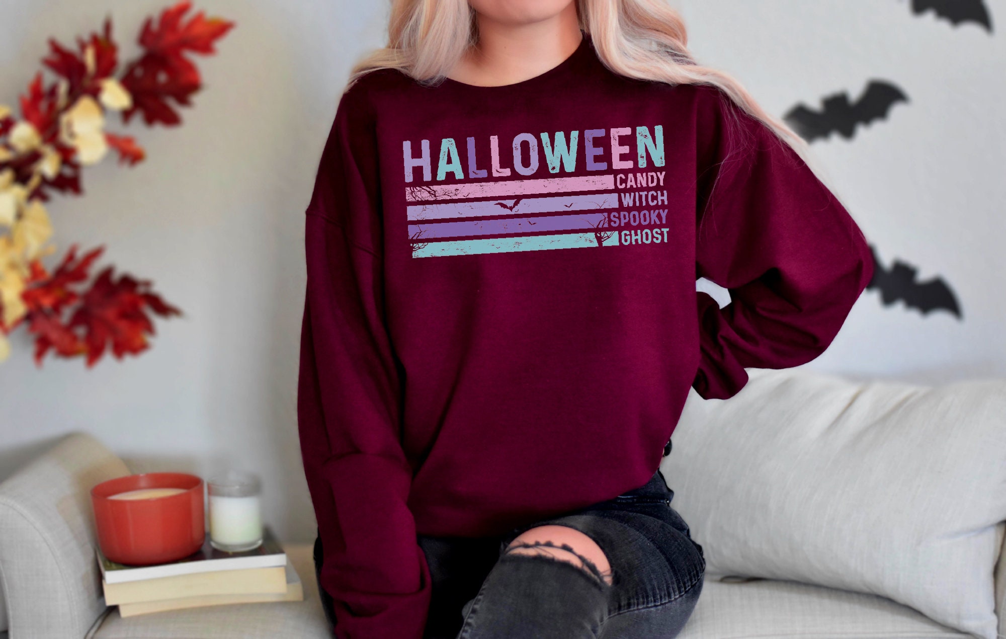 Cute Halloween Sweatshirt: Women's Gift for Spooky Season image 1