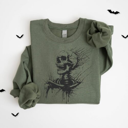 Halloween Skeleton Sweatshirt: Spooky Season Gift image 1