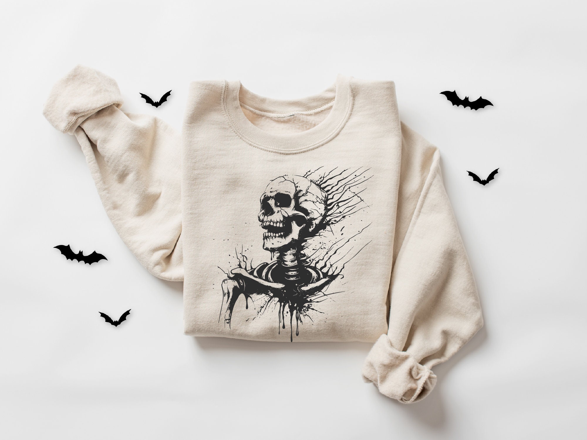 Halloween Skeleton Sweatshirt: Spooky Season Gift image 2