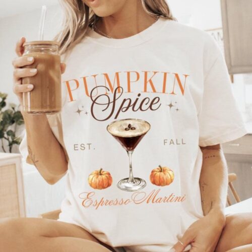 Pumpkin Spice Latte Shirt: Fall Graphic Tee Halloween Gift image 0