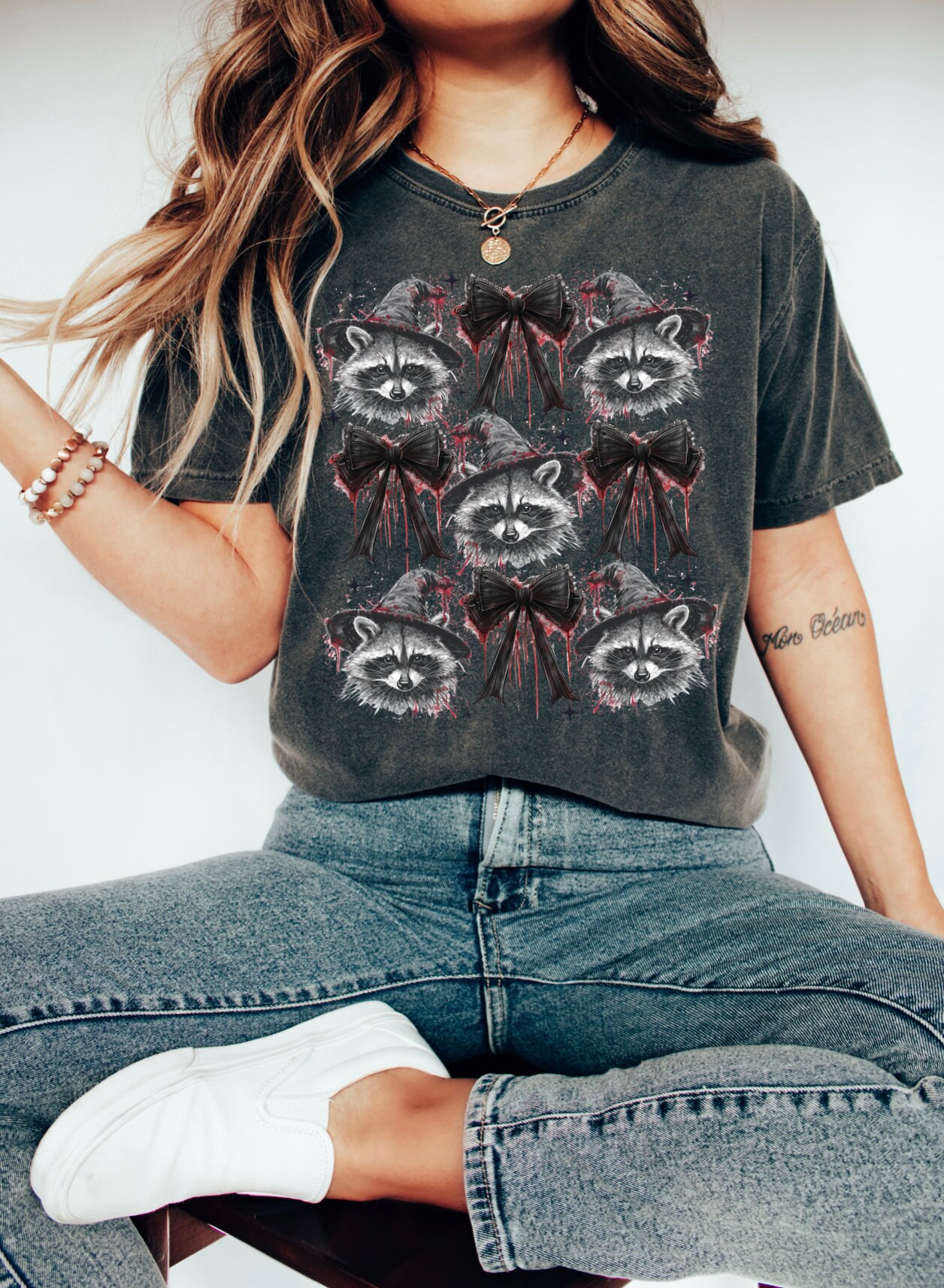 Funny Raccoon Feral Girl Fall Shirt - Cute Halloween Raccoon Tee image 5