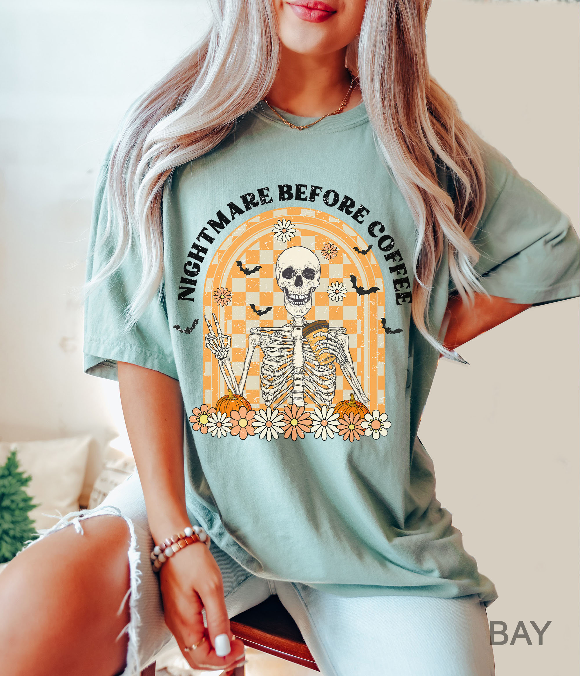 Nightmare Before Coffee Retro Halloween Shirt | Funny Coffee Lover Tee image 5