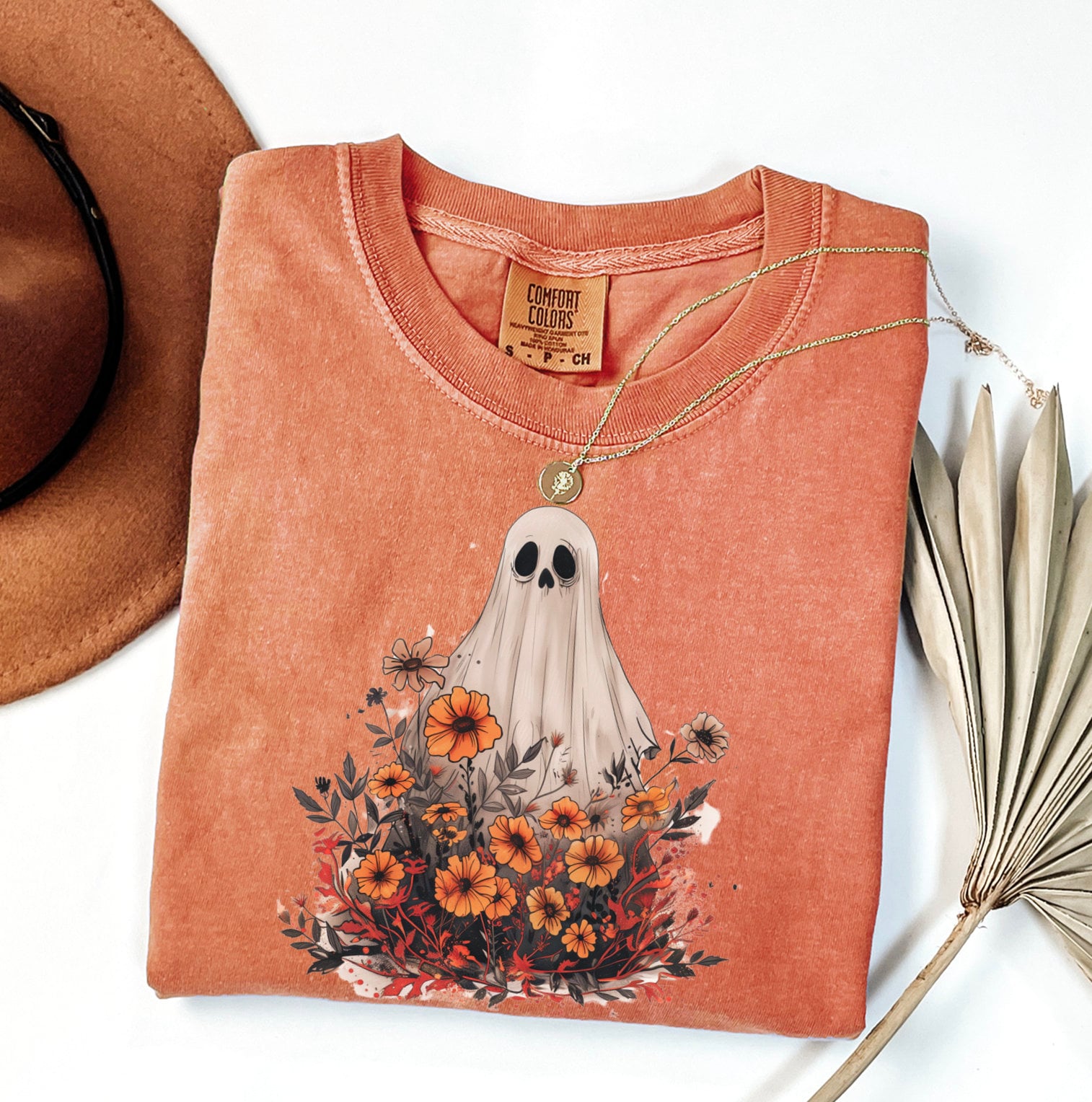 Vintage Floral Ghost Halloween Shirt image 3