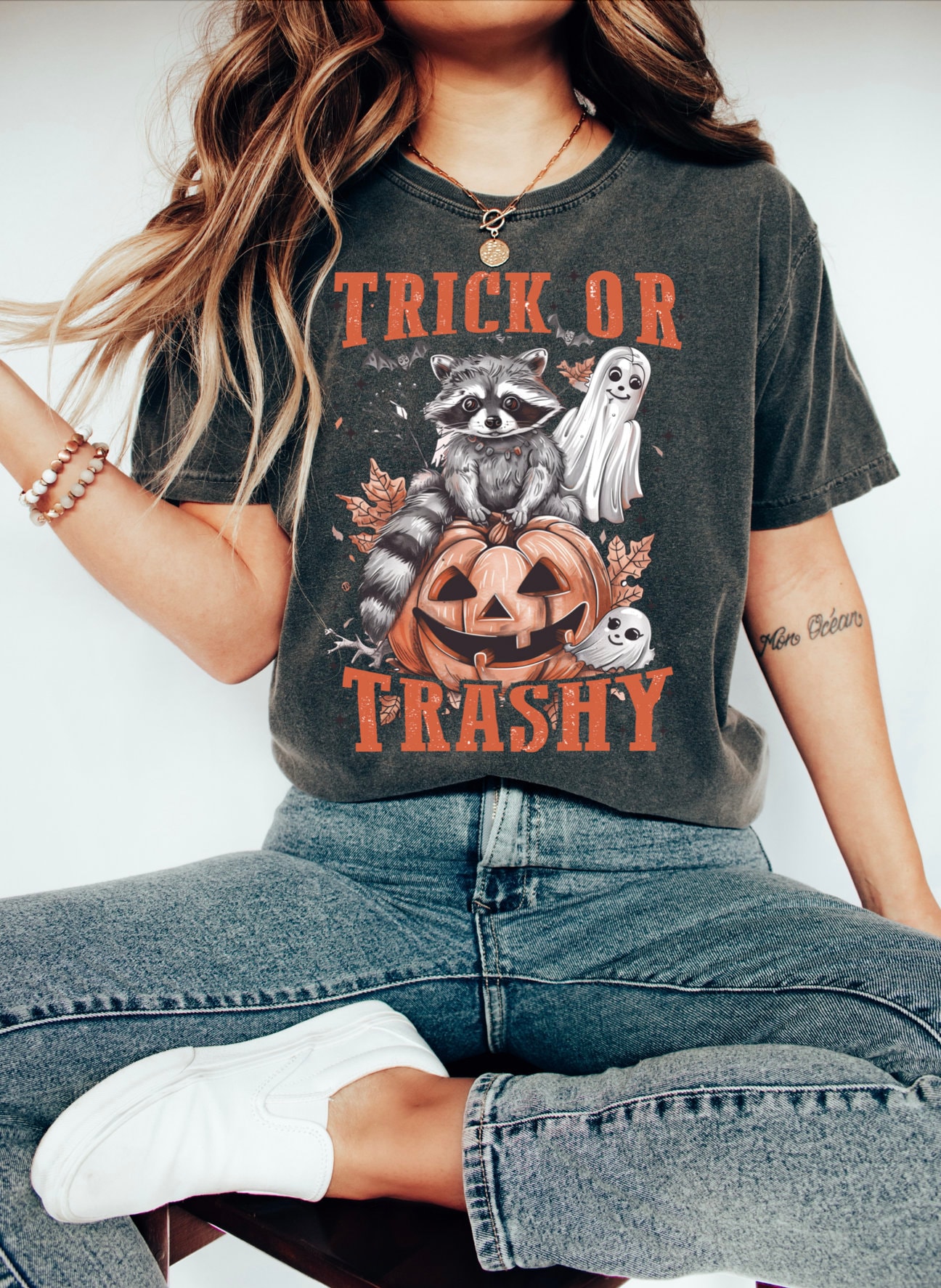 Trick or Trashy Raccoon Halloween Shirt image 1