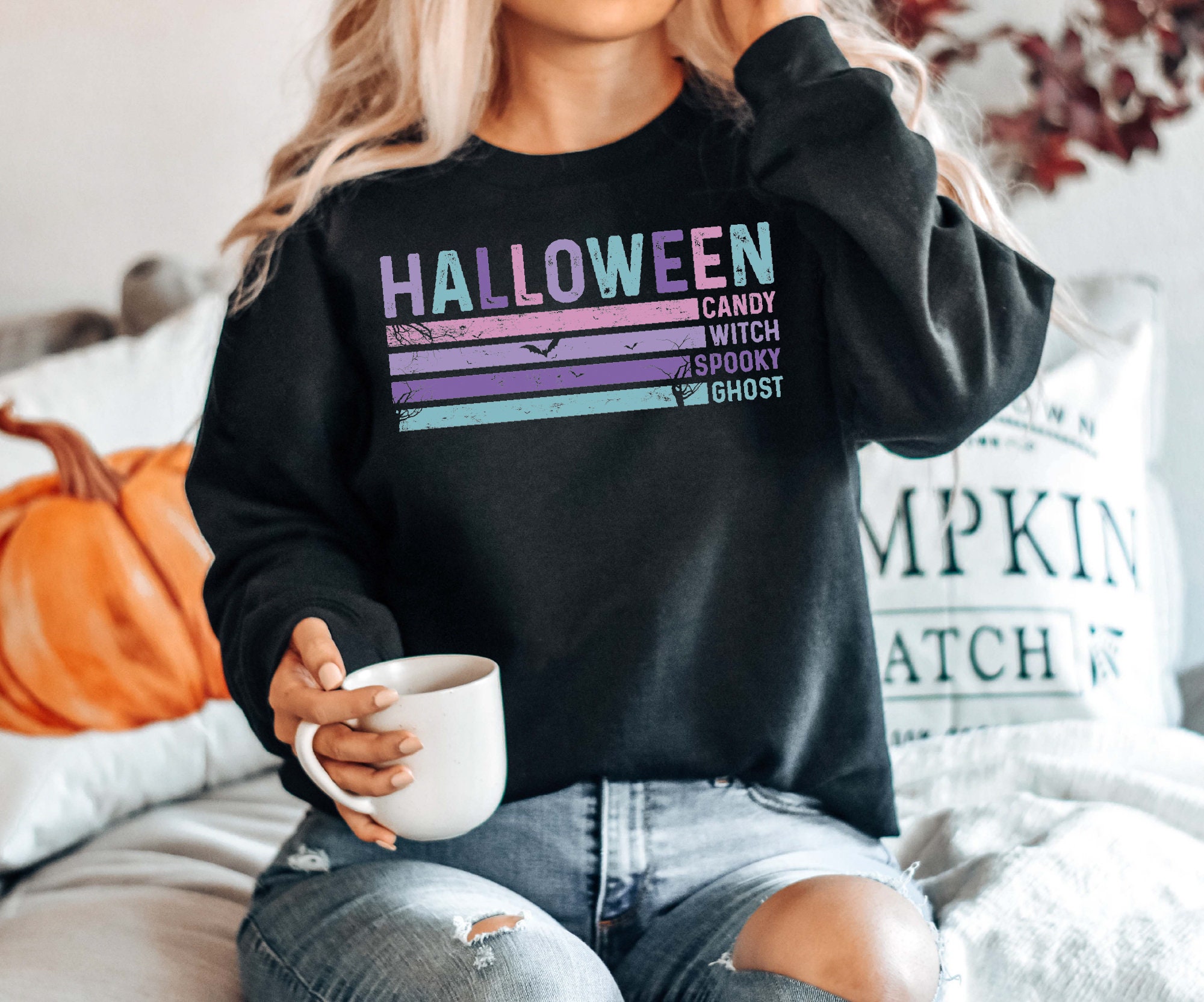 Cute Halloween Sweatshirt: Women's Gift for Spooky Season image 4