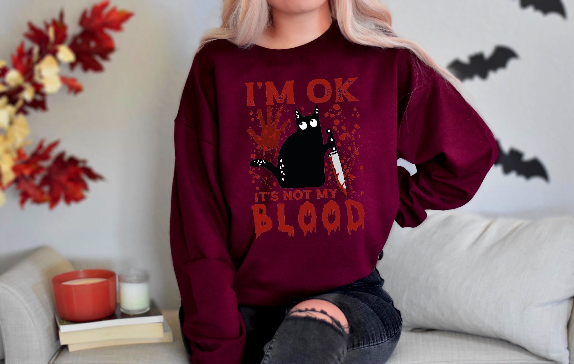 Funny Bloody Halloween Sweatshirt: Women's Gift for Spooky Season image 5