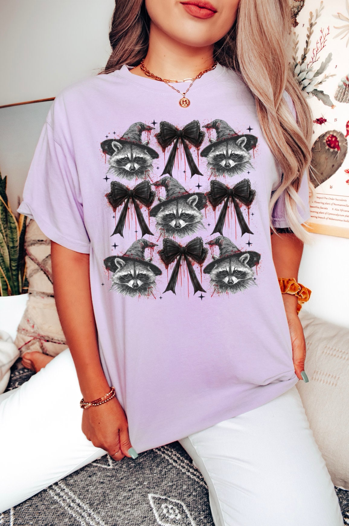 Funny Raccoon Feral Girl Fall Shirt - Cute Halloween Raccoon Tee image 3