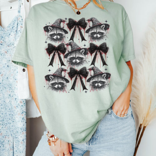 Funny Raccoon Feral Girl Fall Shirt - Cute Halloween Raccoon Tee image 0