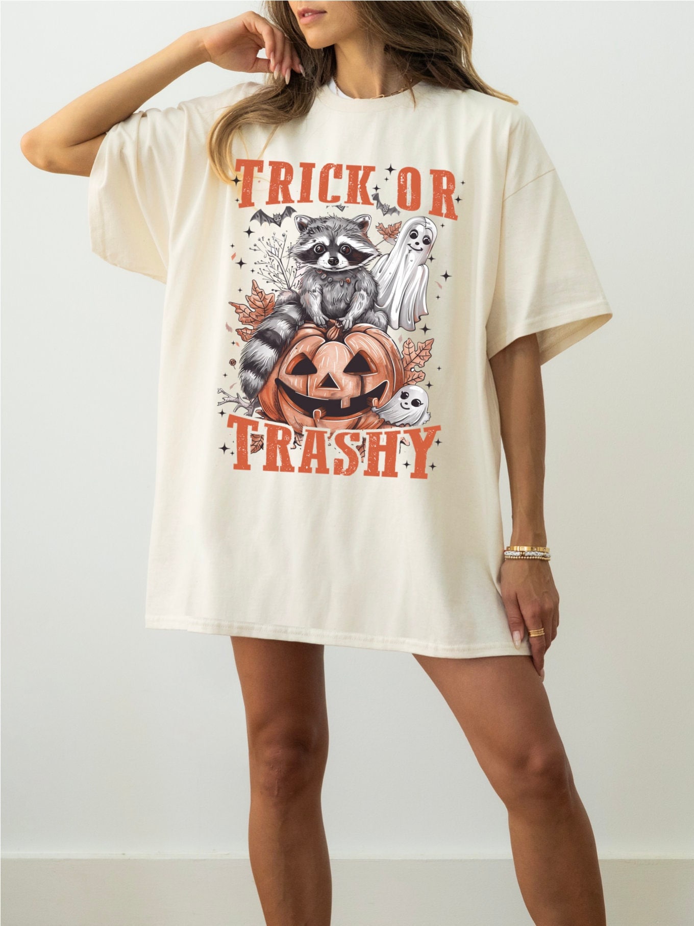 Trick or Trashy Raccoon Halloween Shirt image 0