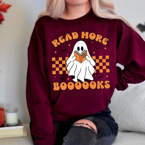 Spooky Teacher & Book Lover Halloween Sweatshirt for Fall image 1