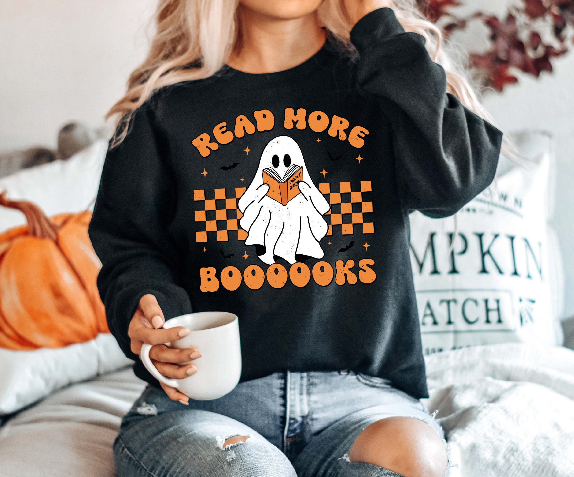 Spooky Teacher & Book Lover Halloween Sweatshirt for Fall image 4