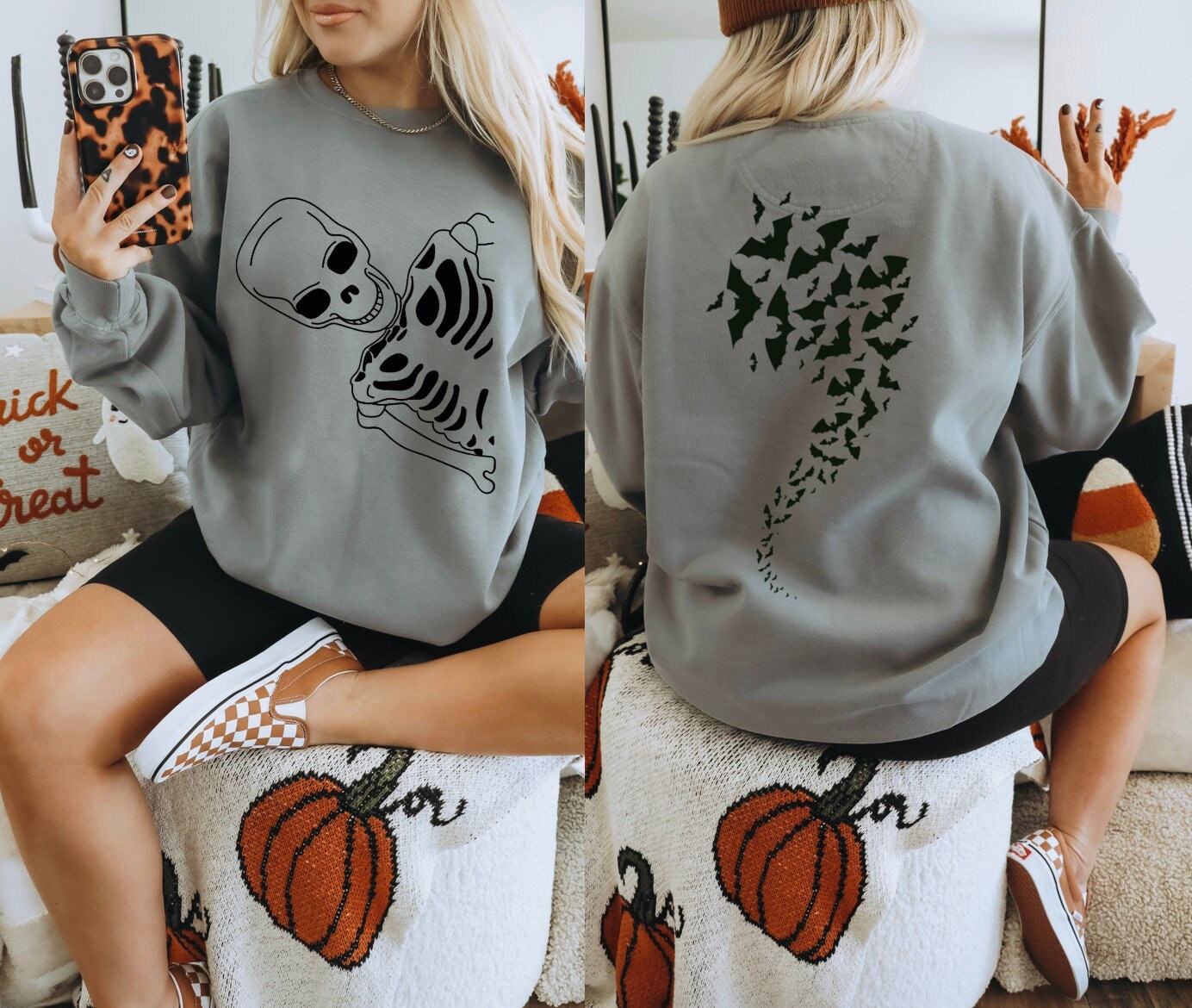 Funny Skeleton Halloween Sweatshirt for Women image 0
