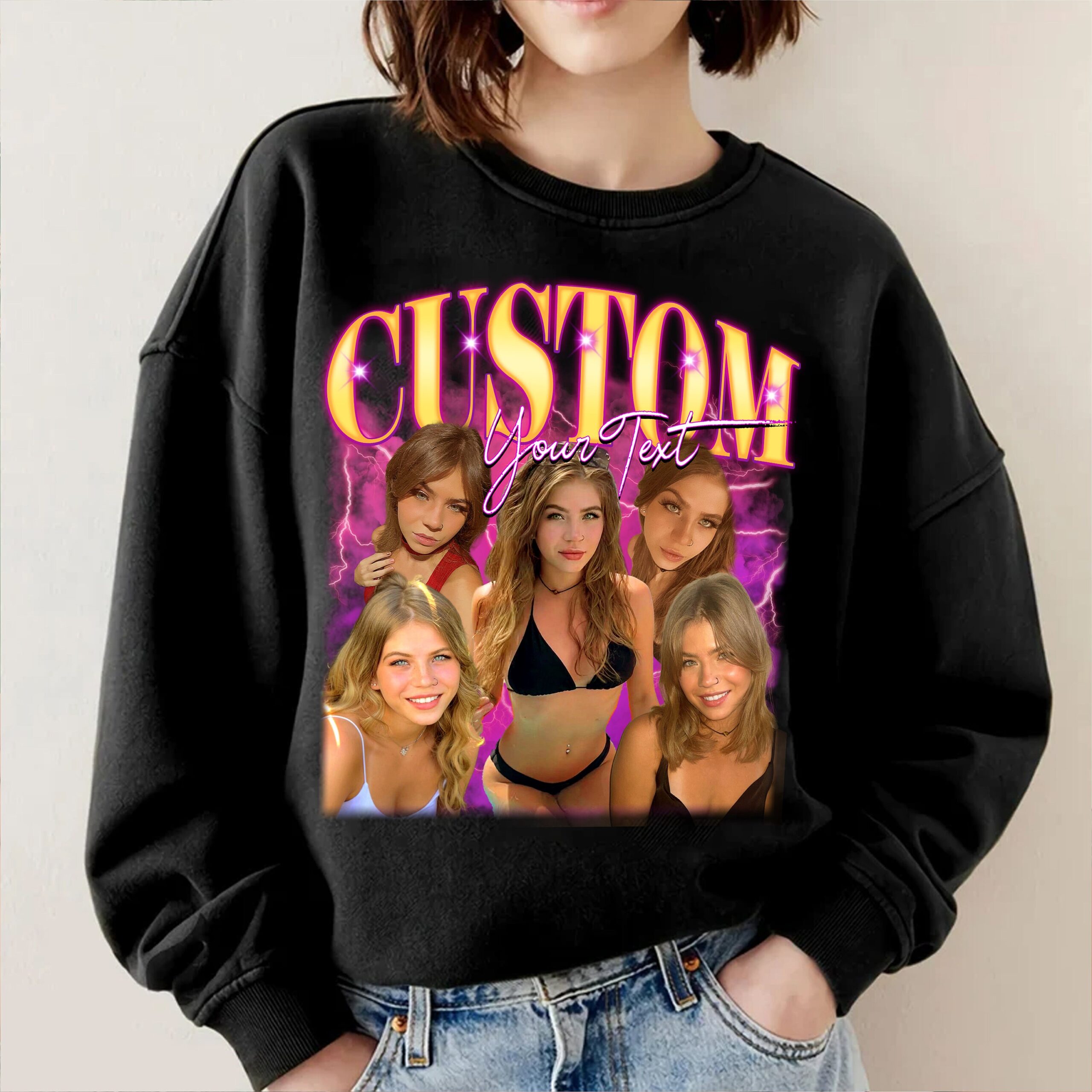 Custom Bootleg Shirts | Retro Rap Sweatshirt | 90s Photo Design image 2