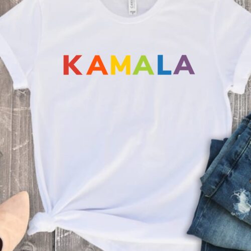 Kamala Harris Rainbow Pride T-Shirt for Women LGBTQ Support Kamala Shirt image 0