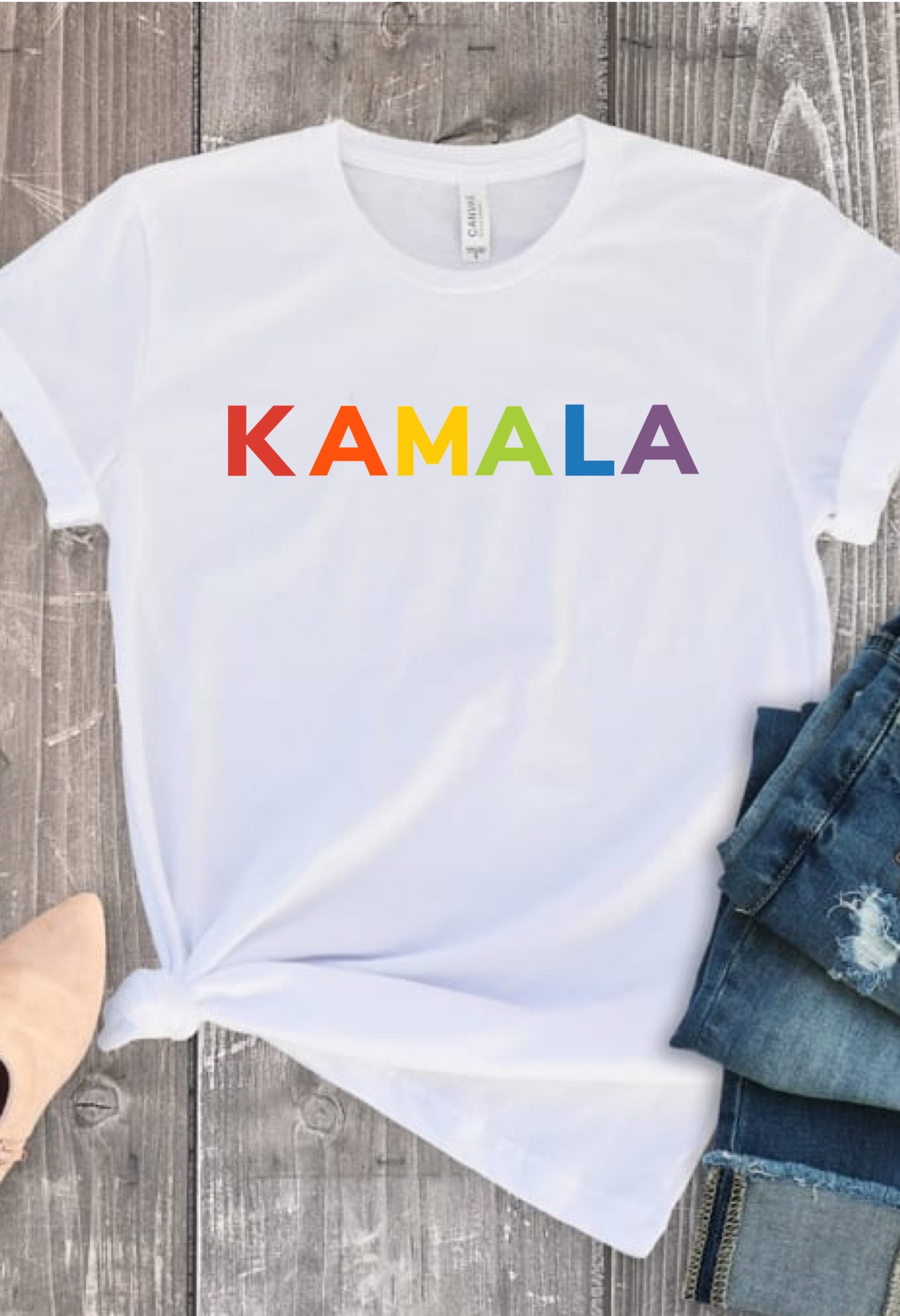 Kamala Harris Rainbow Pride T-Shirt for Women LGBTQ Support Kamala Shirt image 0