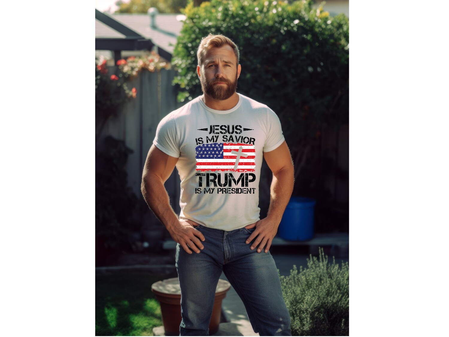 Jesus is My Savior Trump is My President Shirt Trump 2024 MAGA Religious Shirt image 4