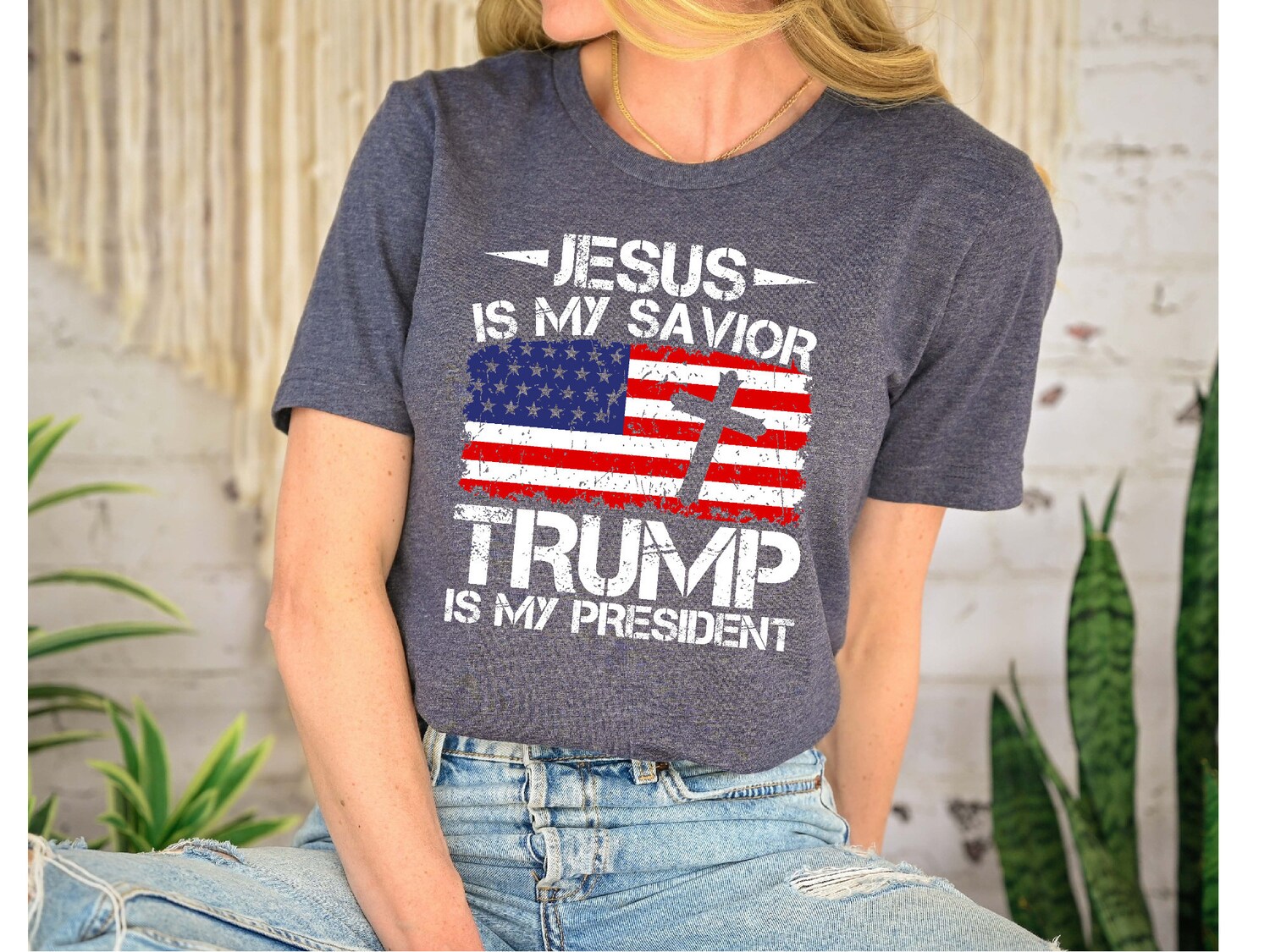 Jesus is My Savior Trump is My President Shirt Trump 2024 MAGA Religious Shirt image 1