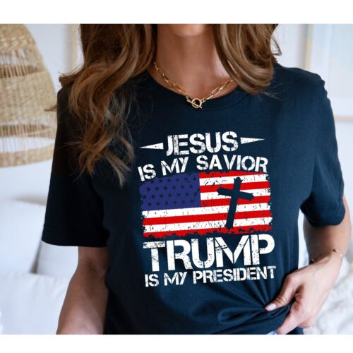 Jesus is My Savior Trump is My President Shirt Trump 2024 MAGA Religious Shirt image 0