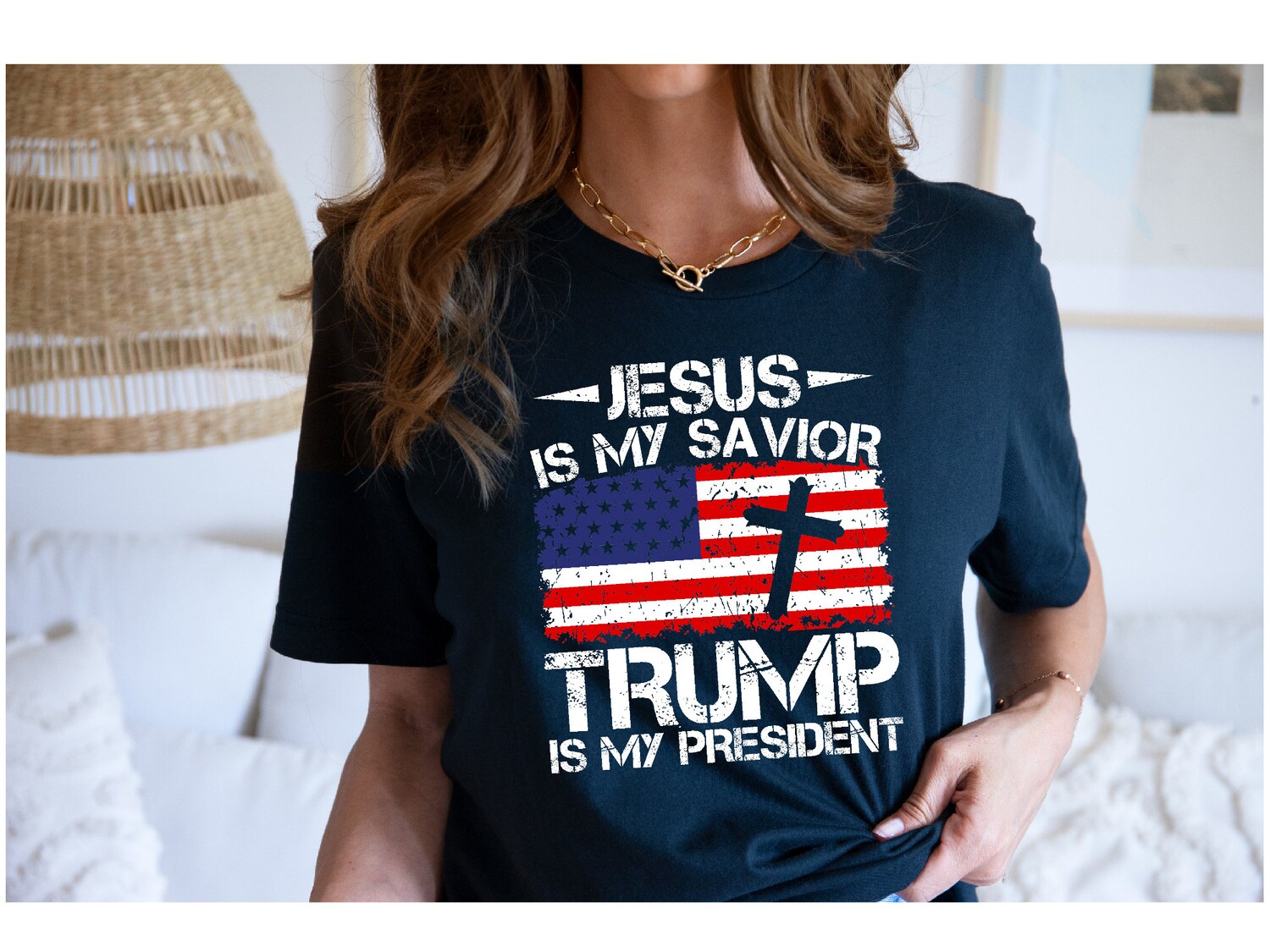 Jesus is My Savior Trump is My President Shirt Trump 2024 MAGA Religious Shirt image 0