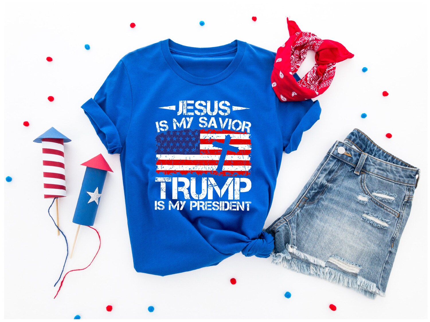 Jesus is My Savior Trump is My President Shirt Trump 2024 MAGA Religious Shirt image 2