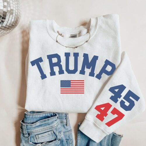 Trump 47 Crewneck Sweatshirt Trump Train 2024 Donald Trump 47th President Shirt image 0