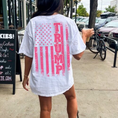 Trump 2024 Pink American Flag MAGA Election Shirt Patriotic Republican image 0