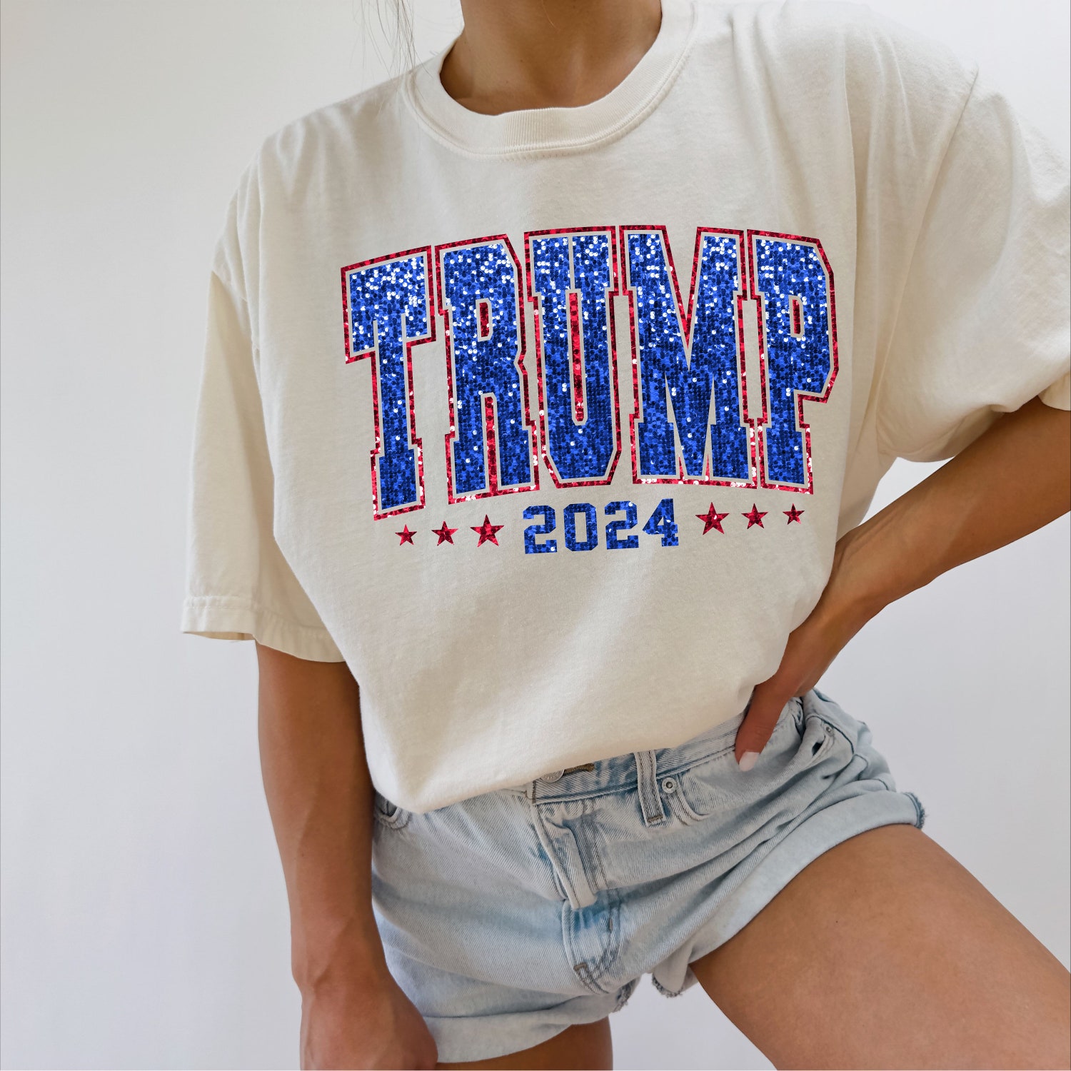 Trump 2024 Comfort Colors Shirt Illusionary Sequins Print MAGA Pro Trump Shirt image 3